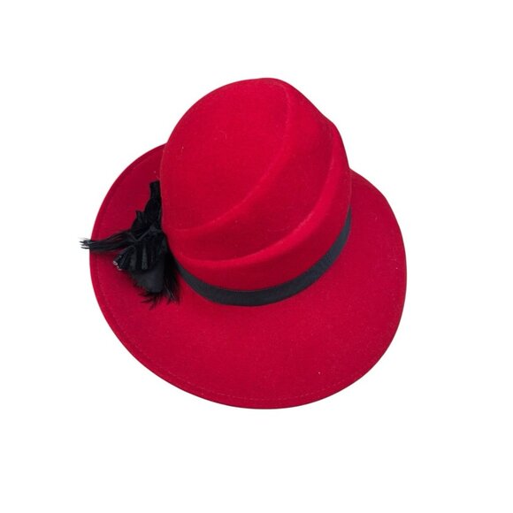 Vintage Red/Black Doeskin Felt 100% Wool Hat Geo Bollman Co. USA Made main image 5